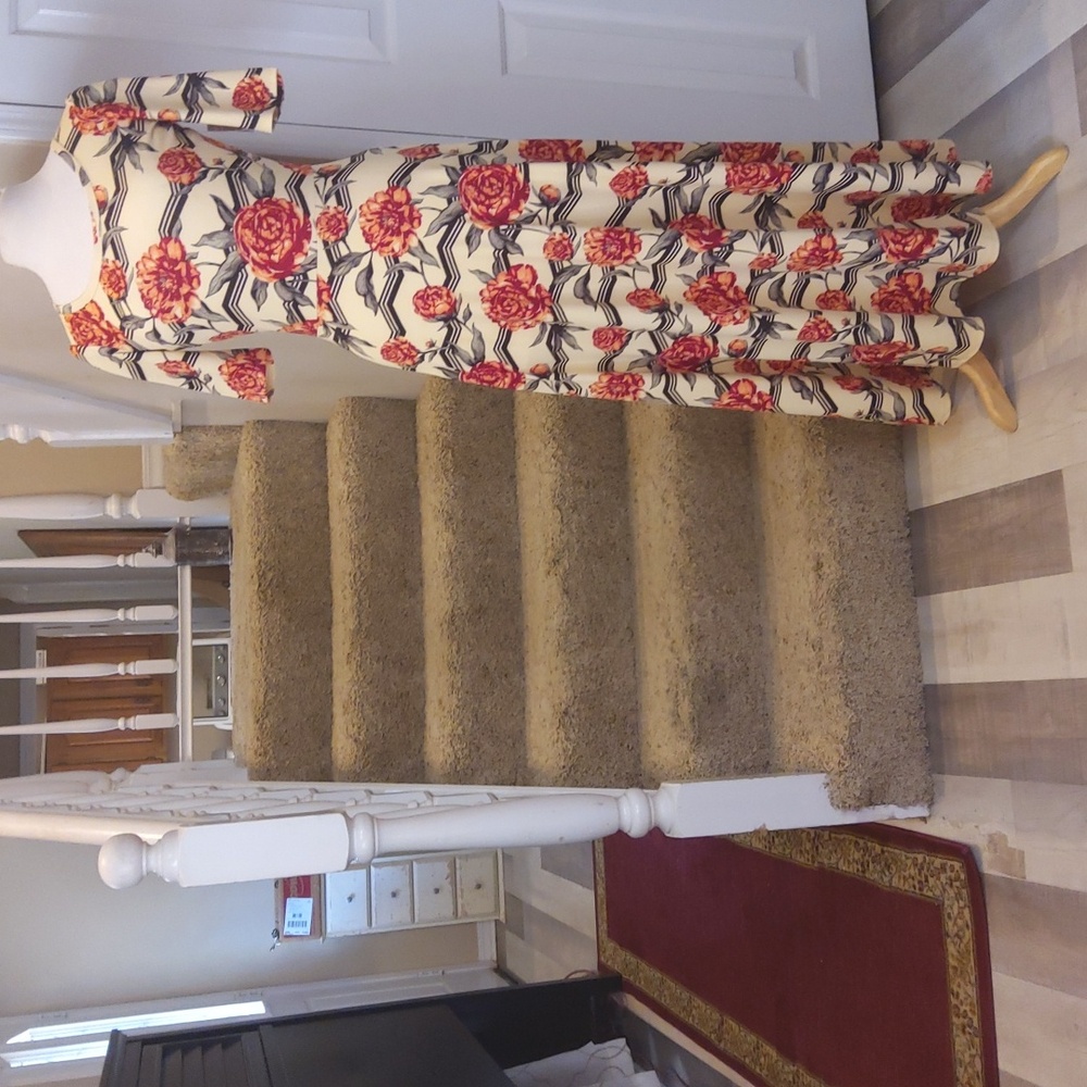LuLaRoe Floral Maxi Dress - Red and Cream